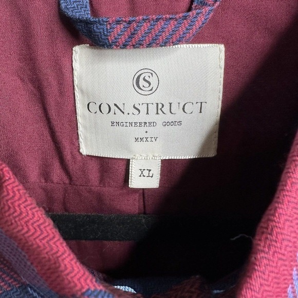 NWT Construct Men's Button Down Plaid Shirt Engineered Goods Blue Red Size XL - Picture 3 of 6
